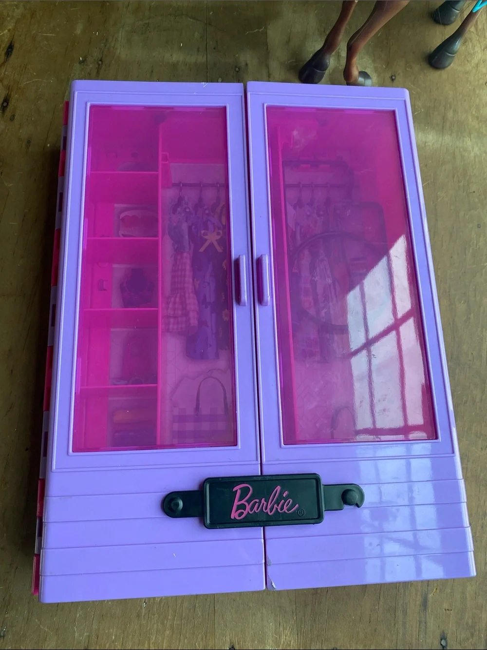 Barbie Lavender and Pink Doll Closet and Mattel Horse